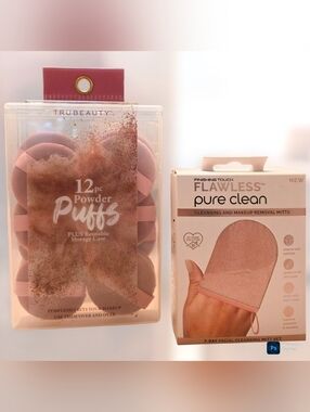 💖 Makeup & Skincare Bundle – 12pc Powder Puffs + 7 Reusable Cleansing Mitts